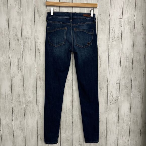 Express Mid Rise Dark Wash Basic Legging Skinny Boot Jeans 00 - Picture 2 of 9